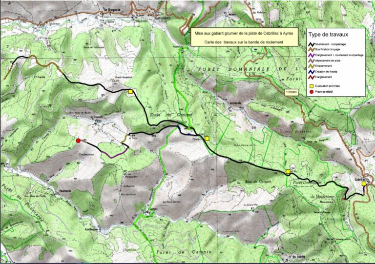Carte des deux pistes à Cabrillac - Crédit ONF